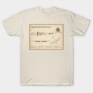 Boeing B-29 Superfortress Enola Gay - Airplane Blueprint - SD T-Shirt